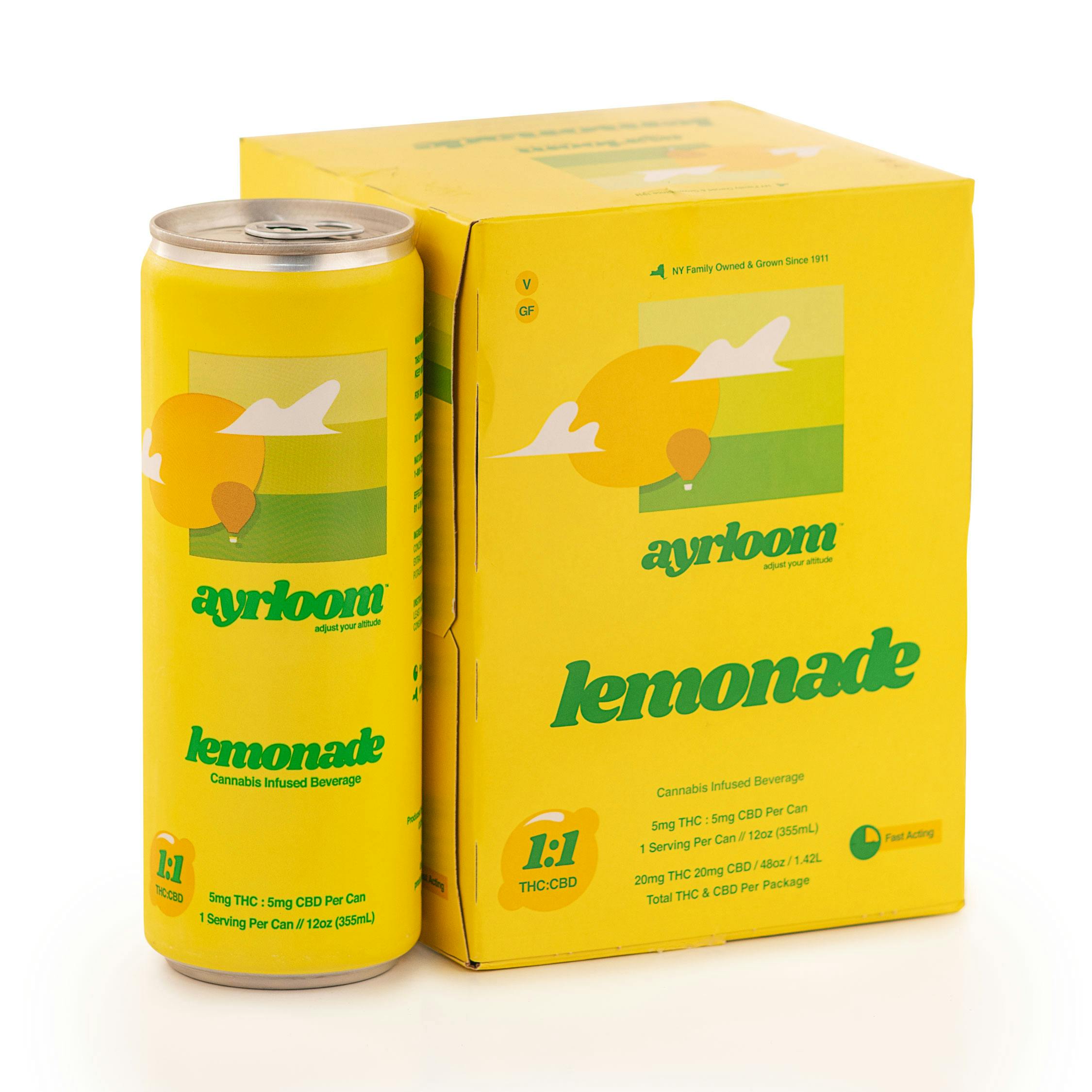 Lemonade 1:1 Infused Beverage • 4 Pack - ayrloom - EDIBLES - Rockland County Weed Delivery | Treehouse Cannabis