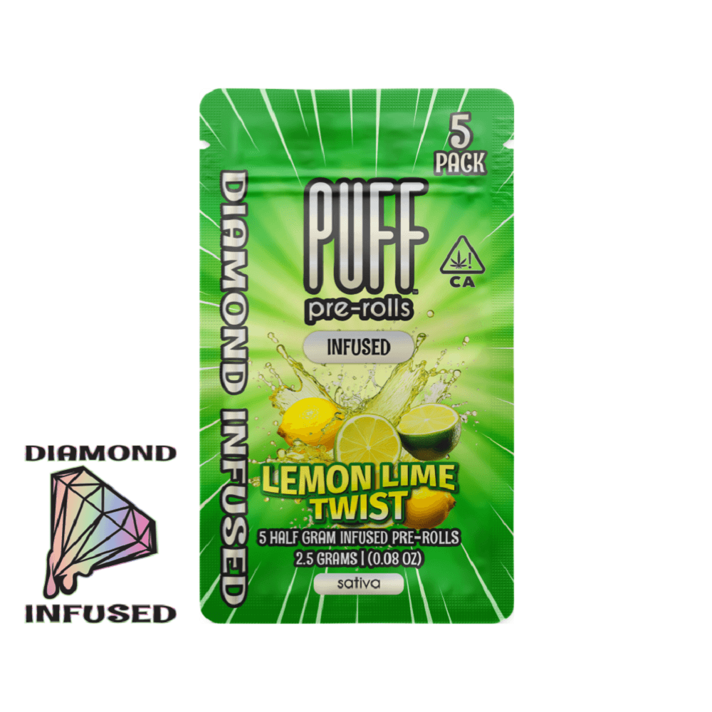 Lemon Lime Twist • Diamond Infused 5 Pack Pre-Rolls • 2.5g - PUFF | Treehouse Cannabis