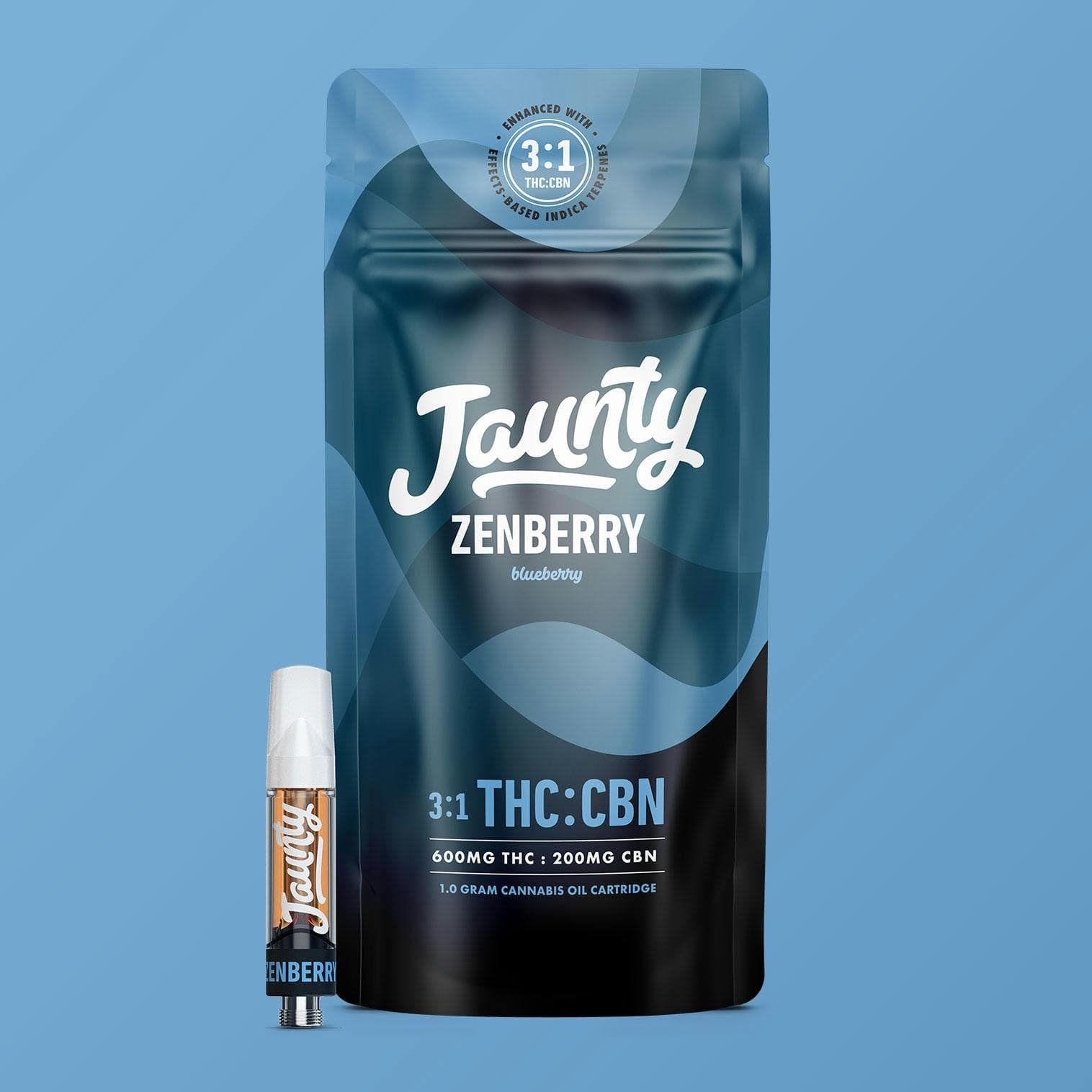 product image for Zenberry Blueberry 3:1 THC:CBN Cartridge 1g Jaunty