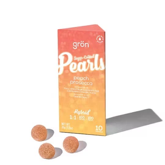 Peach Prosecco Pearls • 1:1 CBD:THC • 10pk - Gron | Treehouse Cannabis