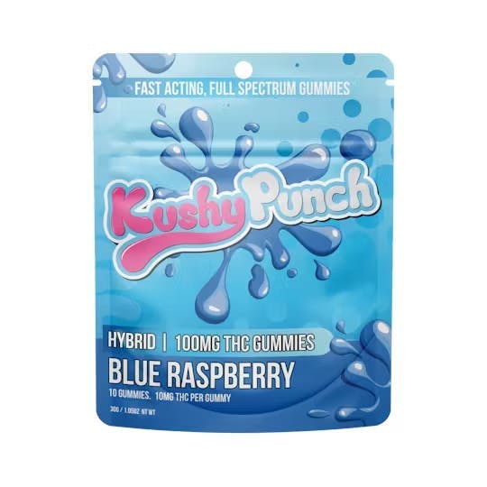 Blue Raspberry Gummies • 10  Pack 100mg - Kushy Punch - EDIBLES - Rockland County Weed Delivery | Treehouse Cannabis