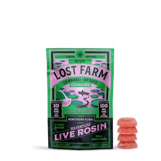 product image for Watermelon x Northern Kush Live Rosin Lost Farm Gummies 100mg