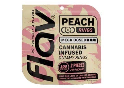 Mega Dosed Peach Rings 2-Piece • Flav • 100mg - Flav | Treehouse Cannabis