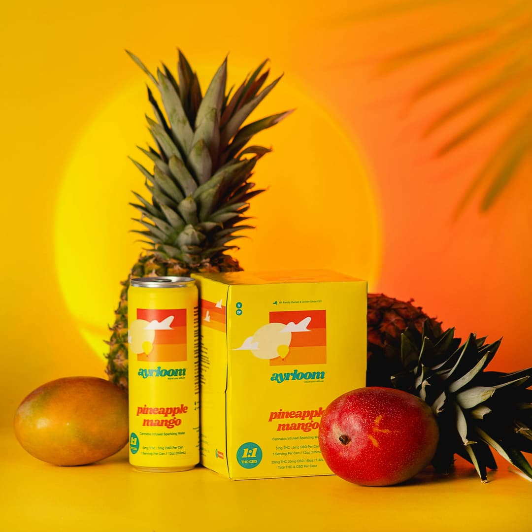 Pineapple Mango 2:1 • 4 Pack Infused Sparkling Water • 40mg THC: 20mg CBD - ayrloom | Treehouse Cannabis