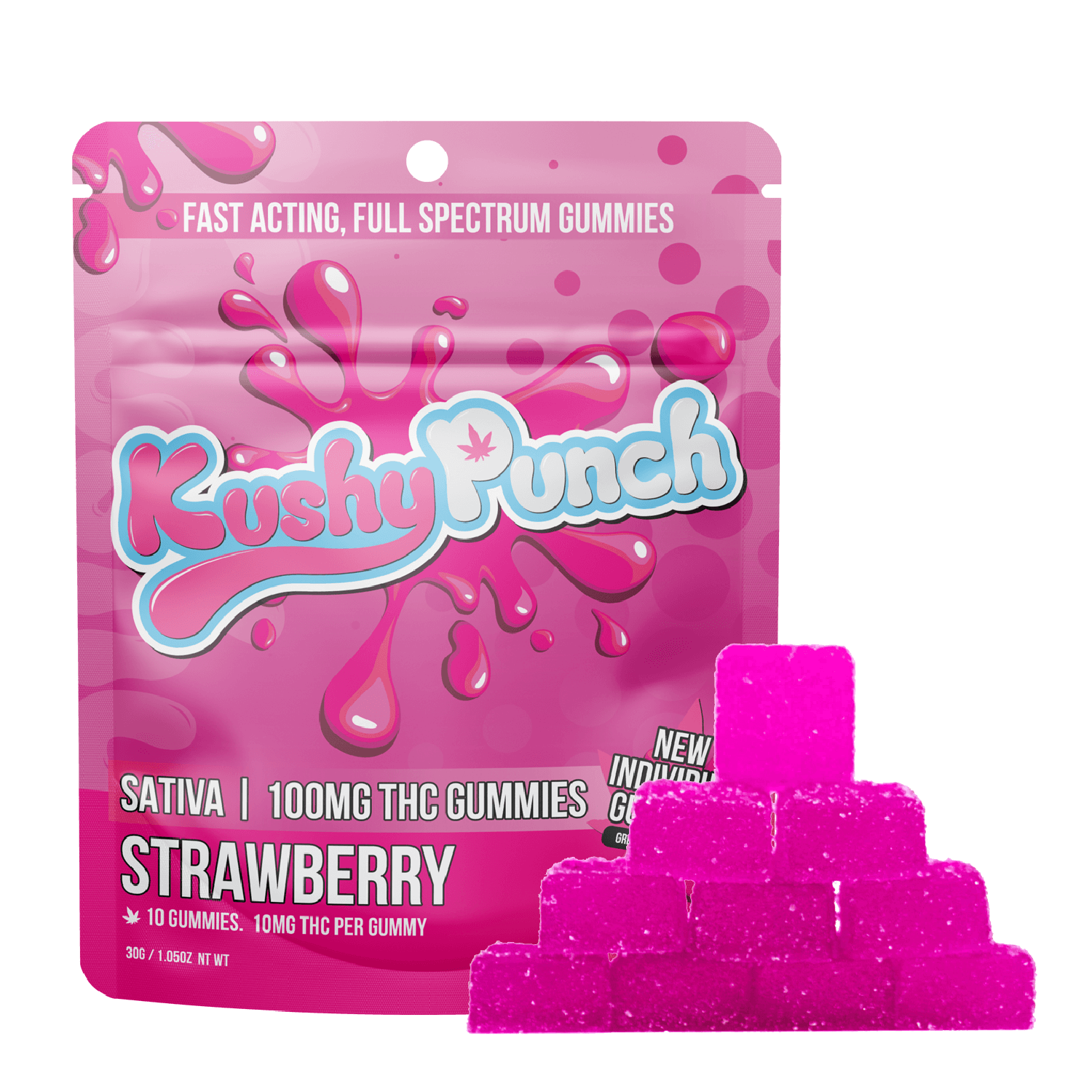 Strawberry Gummies • 10 Pack 100mg - Kushy Punch - EDIBLES - Rockland County Weed Delivery | Treehouse Cannabis