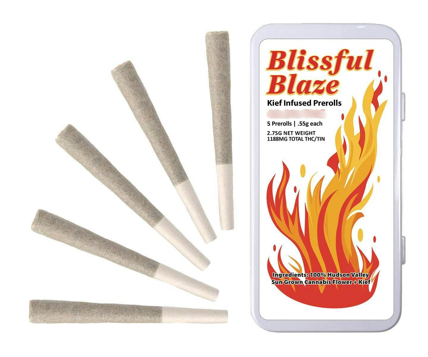 Blissful Blaze Infused Kief Pre-Rolls 5 Pack 2.75g - High Falls Canna