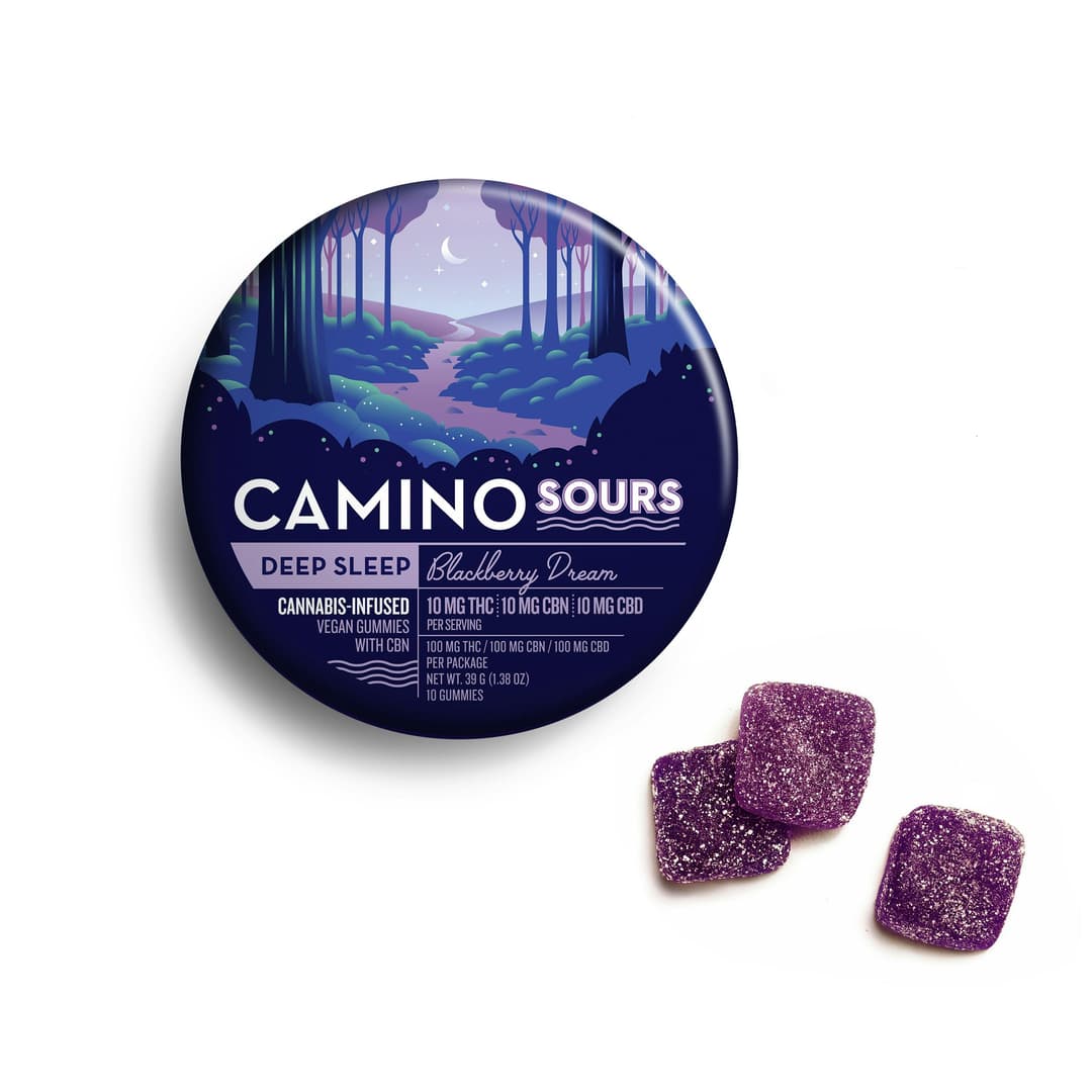 Sours • Deep Sleep • Blackberry Dream • 1:1:1 • Gummies • 10 Pack • THC: 100mg, CBD: 100mg - Camino | Treehouse Cannabis