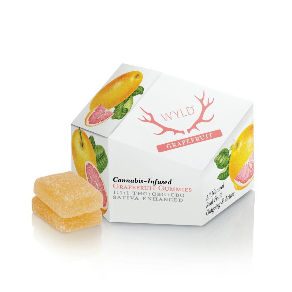 product image for Grapefruit 1:1:1 THC:CBG:CBC Gummies 10 Pack WYLD