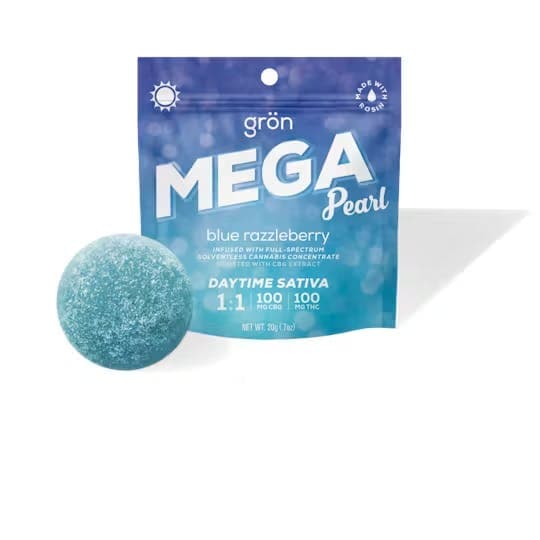 Blue Razzleberry Mega Pearl 1:1 • Single Gummy • THC: 100mg - Gron | Treehouse Cannabis