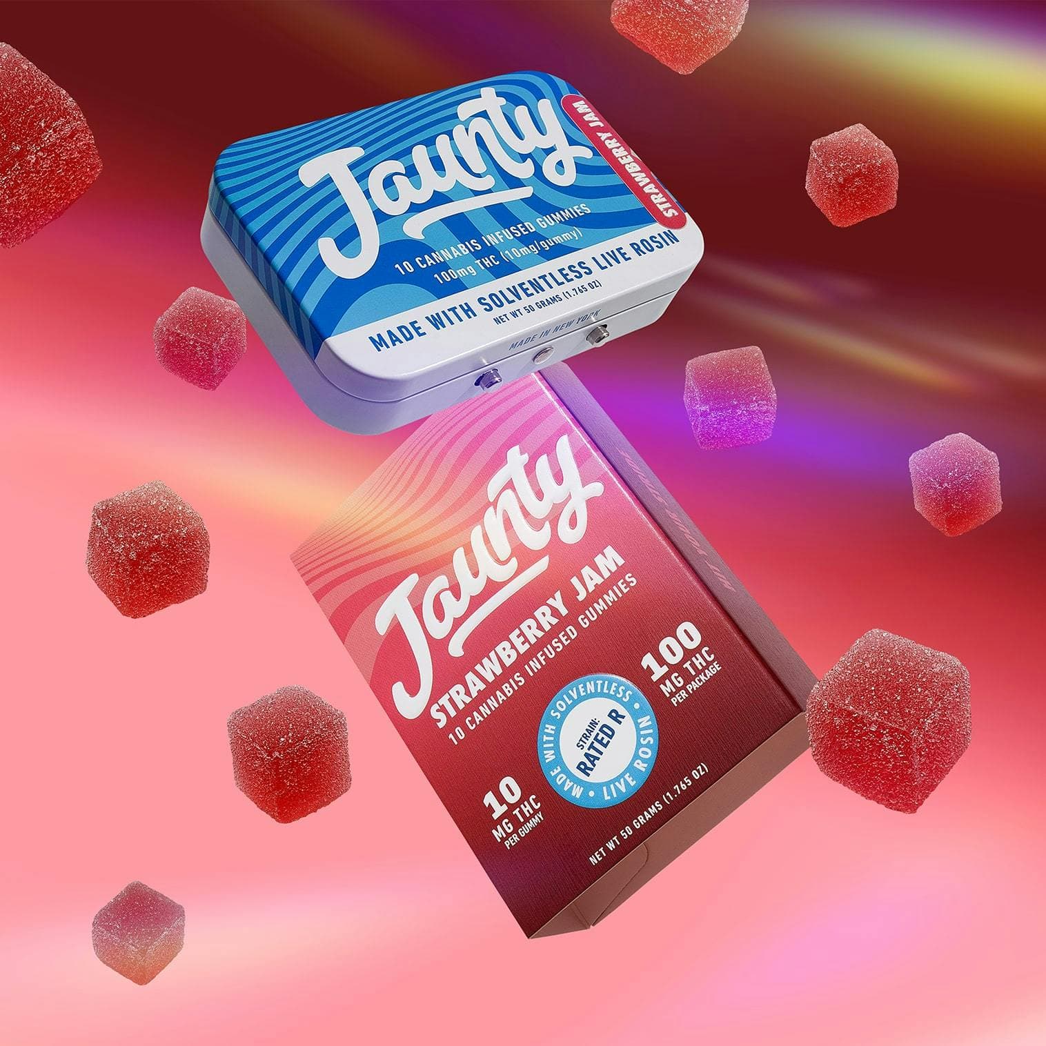 Strawberry Jam Live Rosin Gummies 10 Pack 100mg - Jaunty