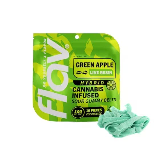 product image for Green Apple Sour Belts Flav 10 pack 100mg