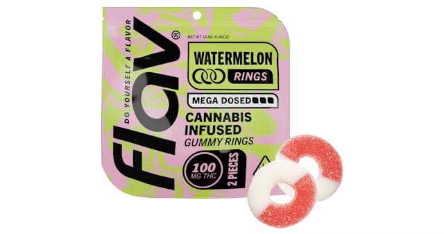 product image for Mega Dosed Watermelon Rings 2-Piece THC: 100mg