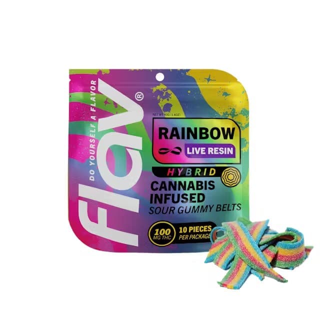 Rainbow Sour Belts • Flav • 10 pack • 100mg - Flav | Treehouse Cannabis