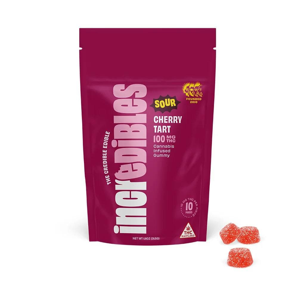 Sour Cherry Tart • 10 Pack Gummies • 100mg - Incredibles | Treehouse Cannabis