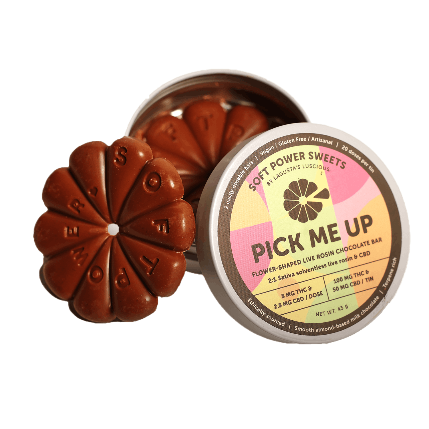 Pick Me Up Live Rosin Chocolate 20 Pack Soft Power Sweets - Soft Power Sweets 