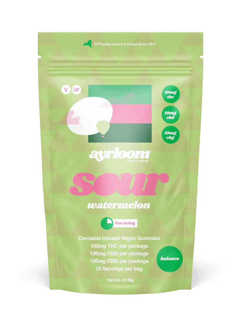 Sour Watermelon 1:1:1 • Gummies • 10 Pack • Ayrloom - ayrloom | Treehouse Cannabis