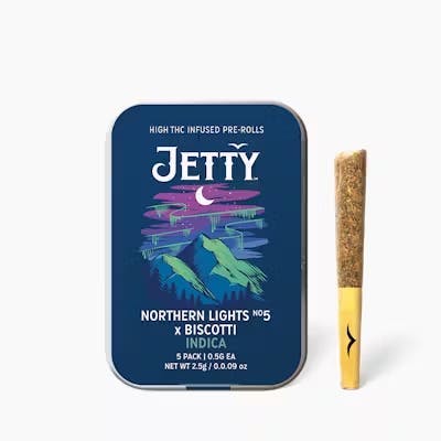 Northern Lights #5 x Biscotti Infused Pre Rolls • 5PK • 2.5g - Jetty Extracts - PRE_ROLLS - Rockland County Weed Delivery | Treehouse Cannabis