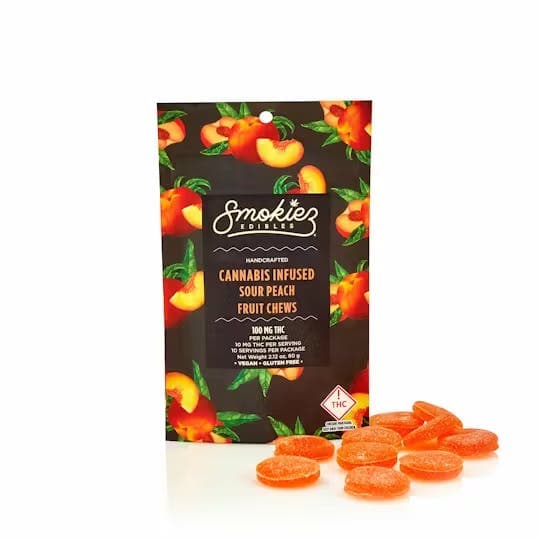 Sour Peach • 10 Pack Gummies • 100mg - Smokiez Edibles | Treehouse Cannabis