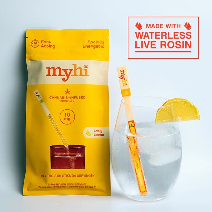 Lively Lemon - Ten Pack Beverage Stir STIKS (100mg) - MyHi | Treehouse Cannabis