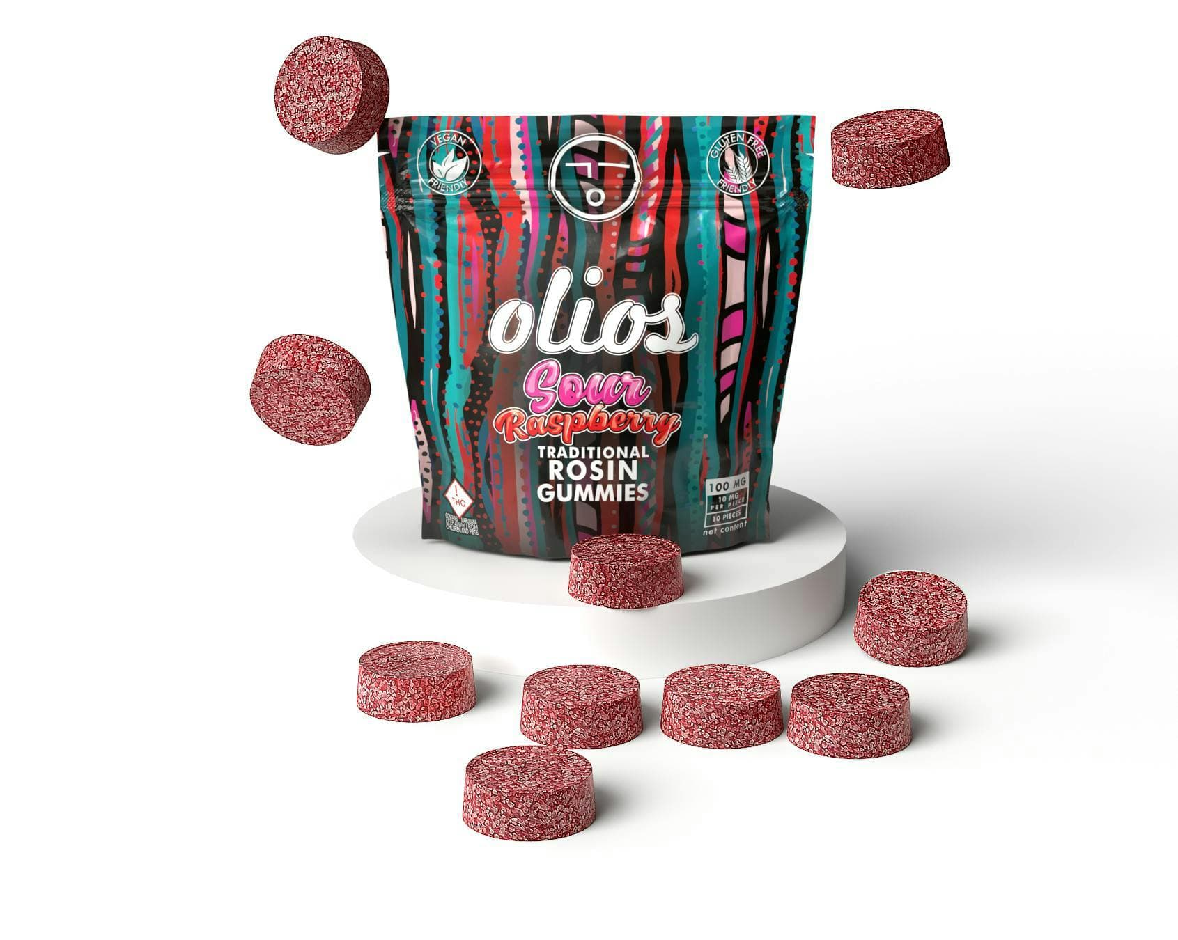 product image for Sour Raspberry Live Rosin Gummies 10 Pack 100mg