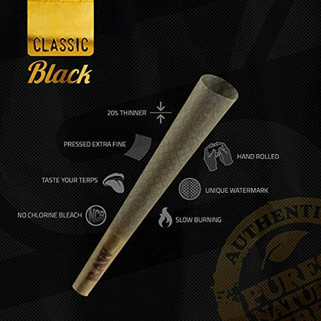 King Size Classic Black • Pre-Rolled Cones • 3 Pack - RAW | Treehouse Cannabis