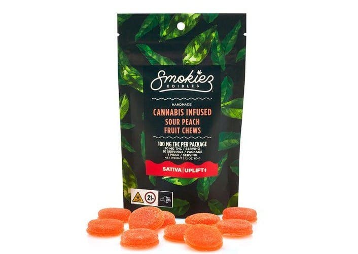 Sour Peach • 10 Pack Gummies • 100mg - Smokiez Edibles | Treehouse Cannabis