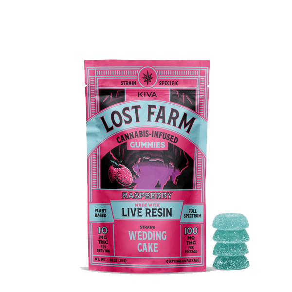 Raspberry x Weddingcake Live Resin Gummies • 10 Pack - Lost Farm - EDIBLES - Rockland County Weed Delivery | Treehouse Cannabis