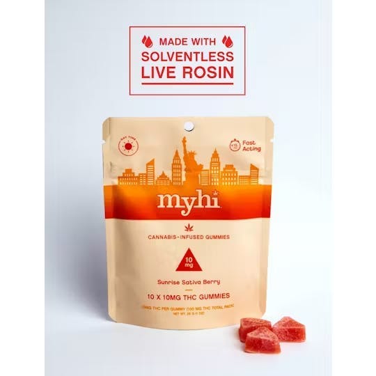 Sunrise Sativa Berry Live Rosin Gummies • 10 Pack - MyHi - EDIBLES - Rockland County Weed Delivery | Treehouse Cannabis